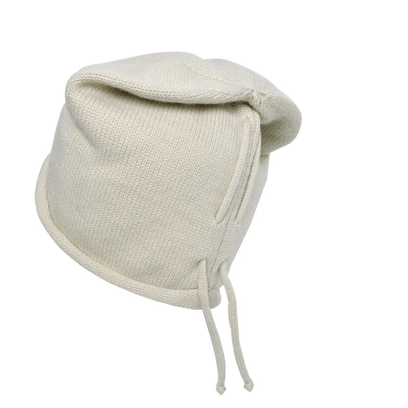 Knitted Drawstring Winter Hat