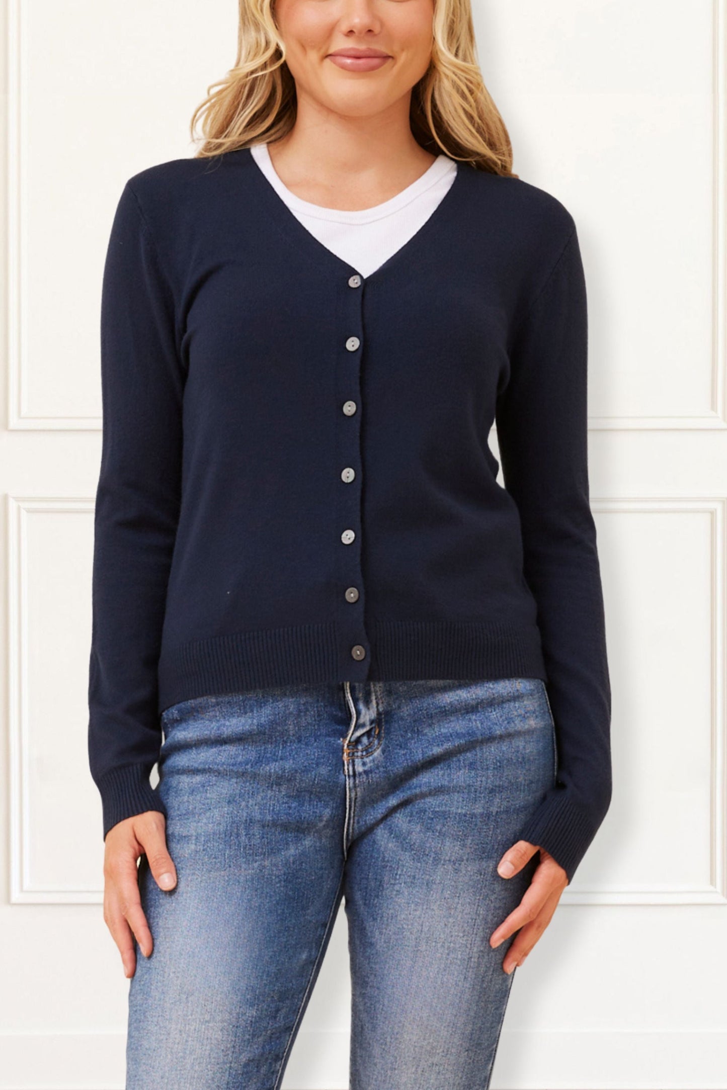 Collette Lightweight Solid Cardigan Button Front Long Sleeves-5