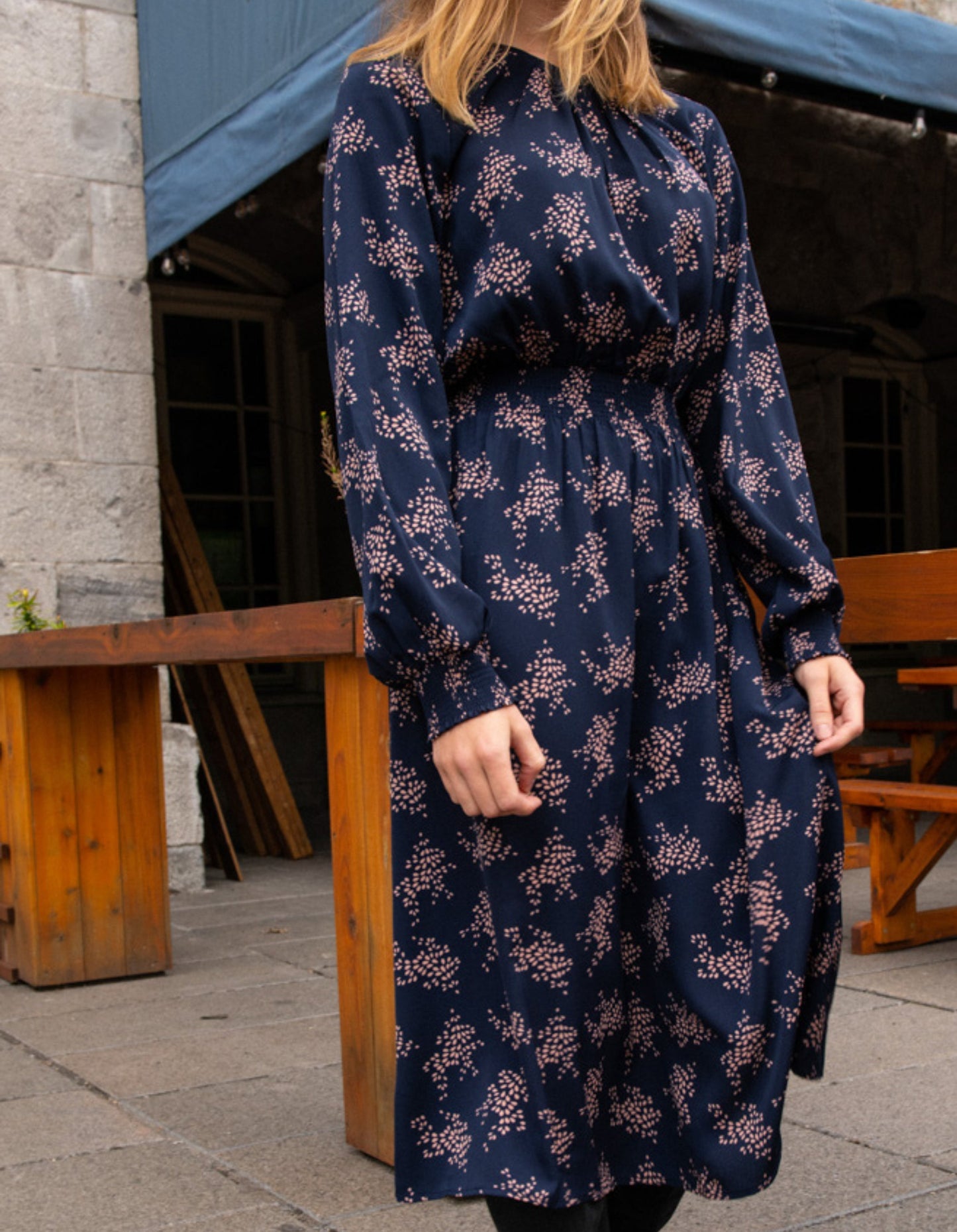 Tatiana Midi Dress Long Sleeves Ditsy Print
