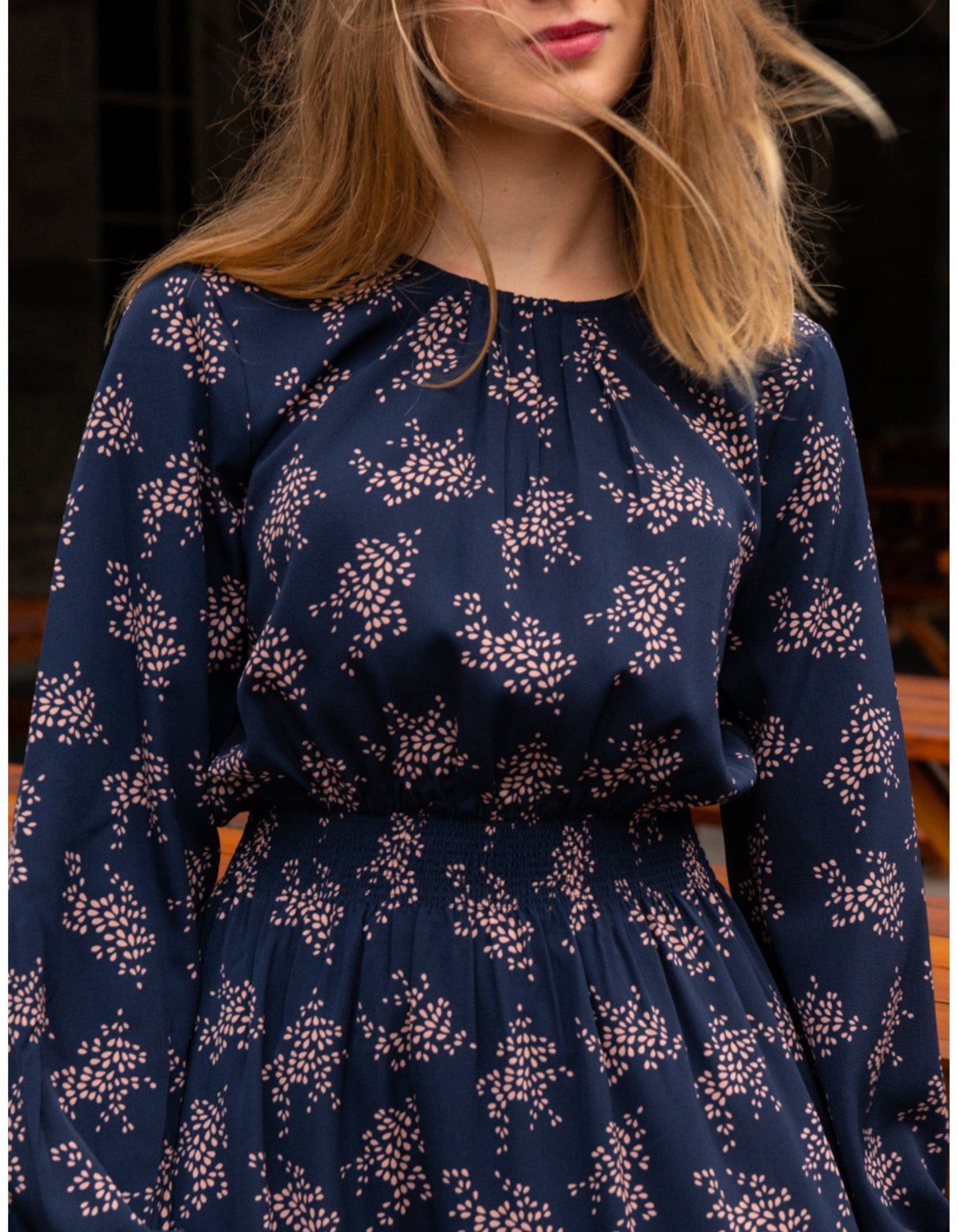 Tatiana Midi Dress Long Sleeves Ditsy Print