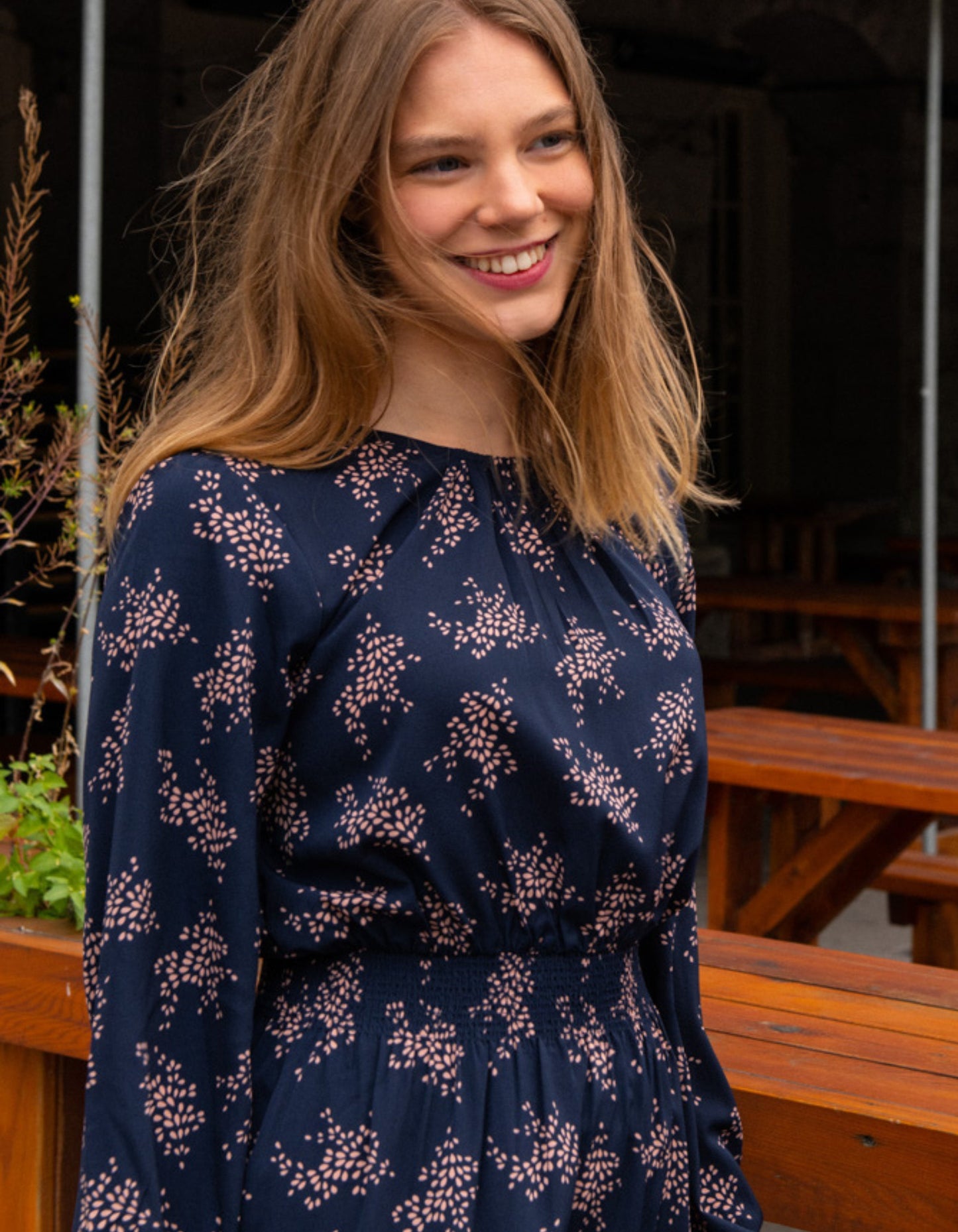Tatiana Midi Dress Long Sleeves Ditsy Print