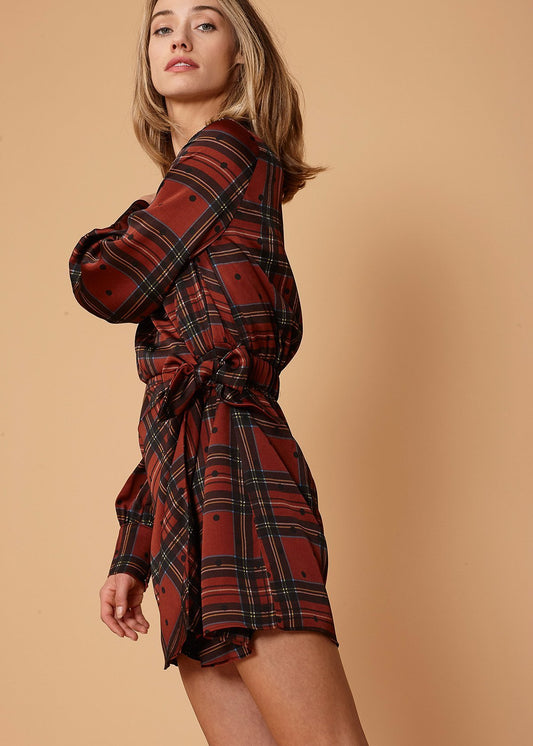 Plaid wrap Dress