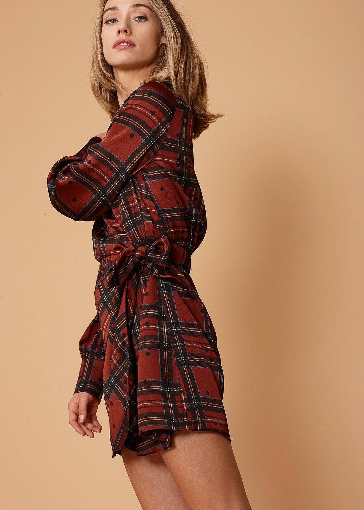 Plaid wrap Dress