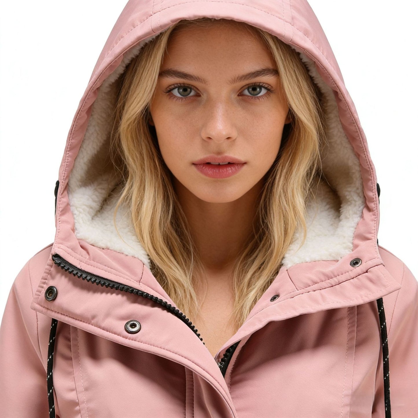 Women's long-sleeved fleece-lined zip-up jacket