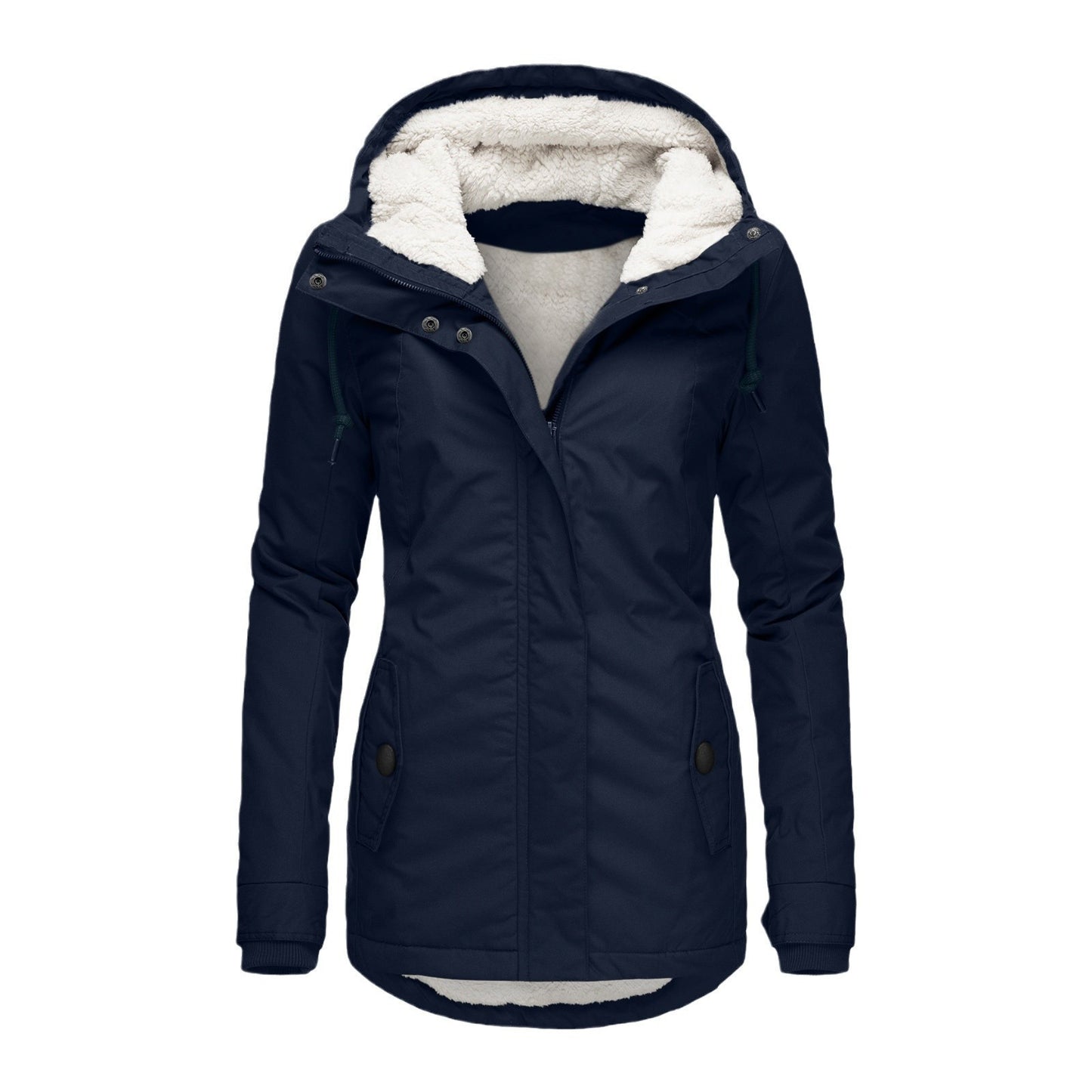 Women's long-sleeved fleece-lined zip-up jacket