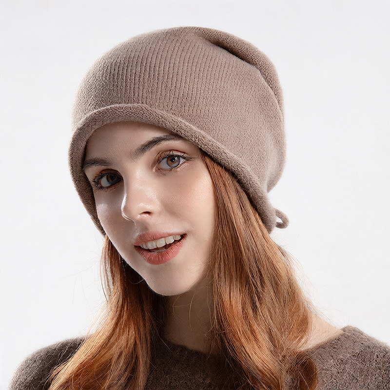 Knitted Drawstring Winter Hat