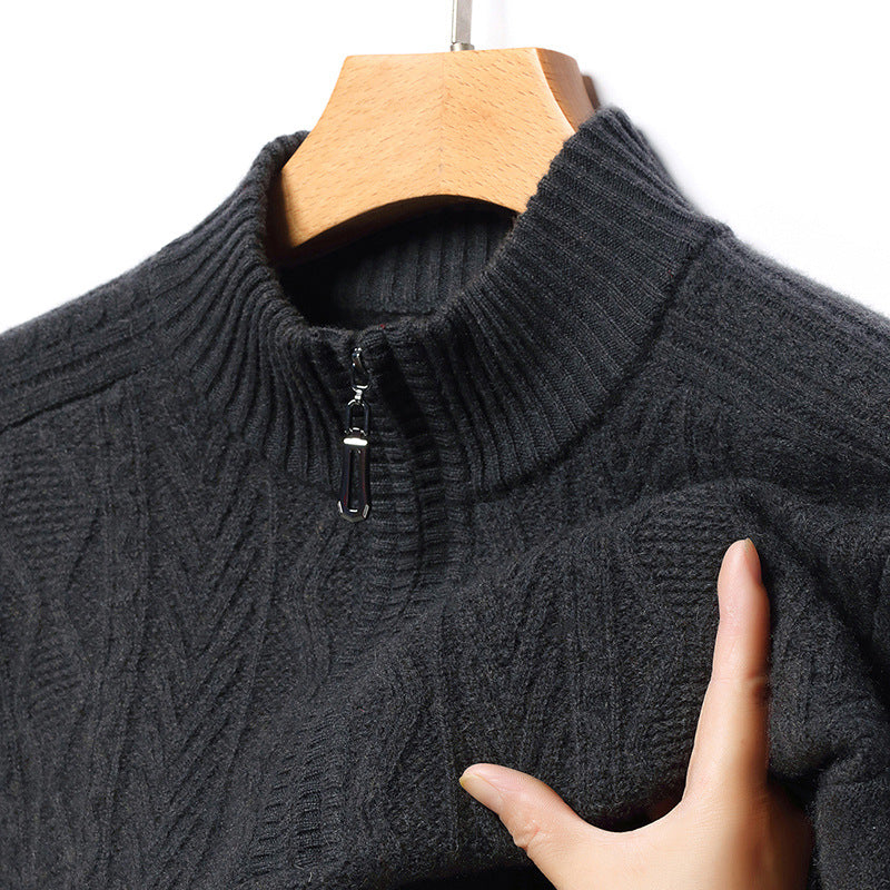 Mens 100% Wool Half Zip Knitwear