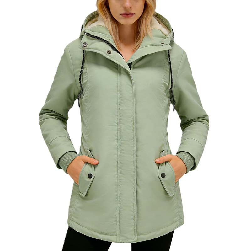 Women's long-sleeved fleece-lined zip-up jacket