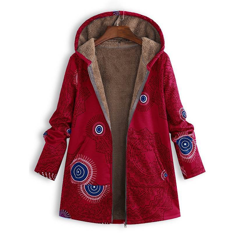 Women's Leaf Print Hooded Jacket