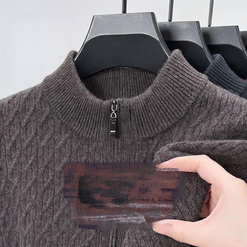 Mens 100% Wool Half Zip Knitwear