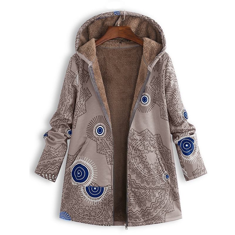 Women's Leaf Print Hooded Jacket