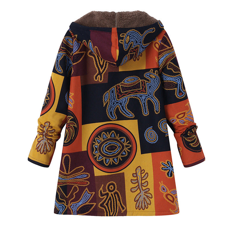 Women's Leaf Print Hooded Jacket