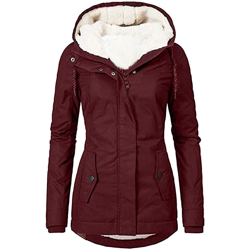 Women's long-sleeved fleece-lined zip-up jacket
