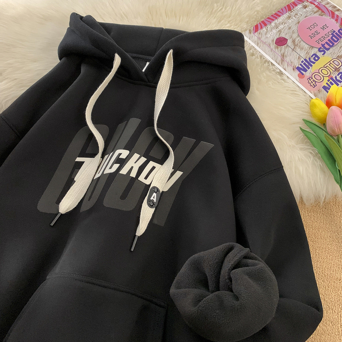 Fleece-lined hoodie jacket