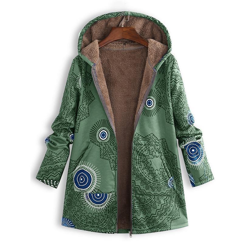 Women's Leaf Print Hooded Jacket