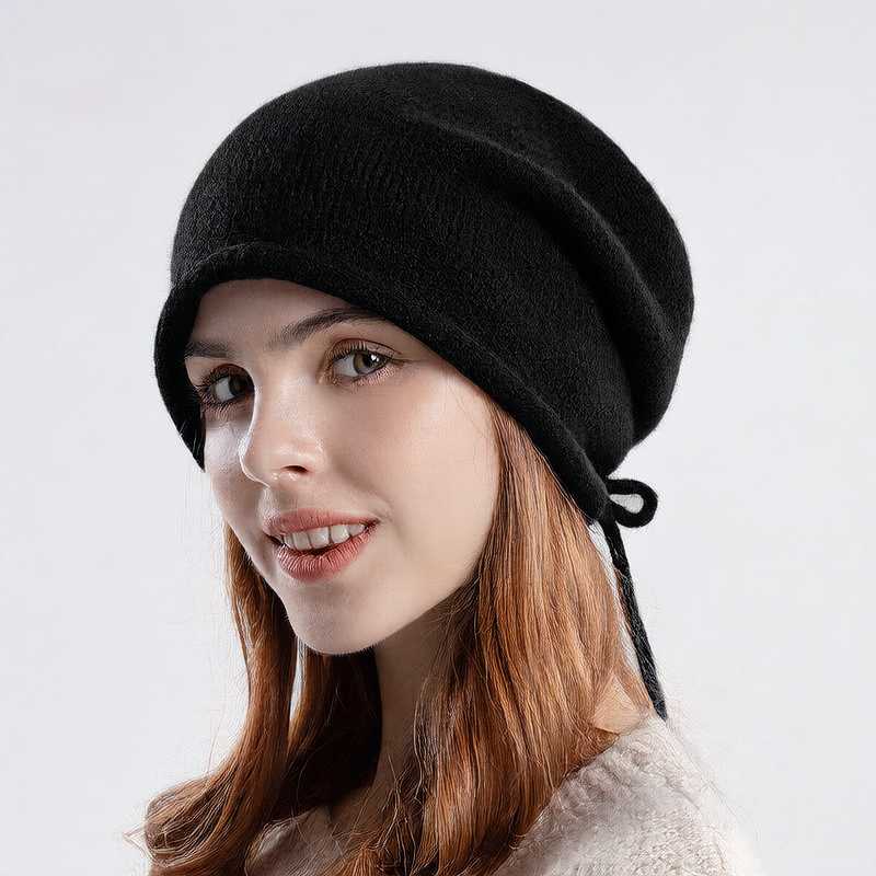 Knitted Drawstring Winter Hat