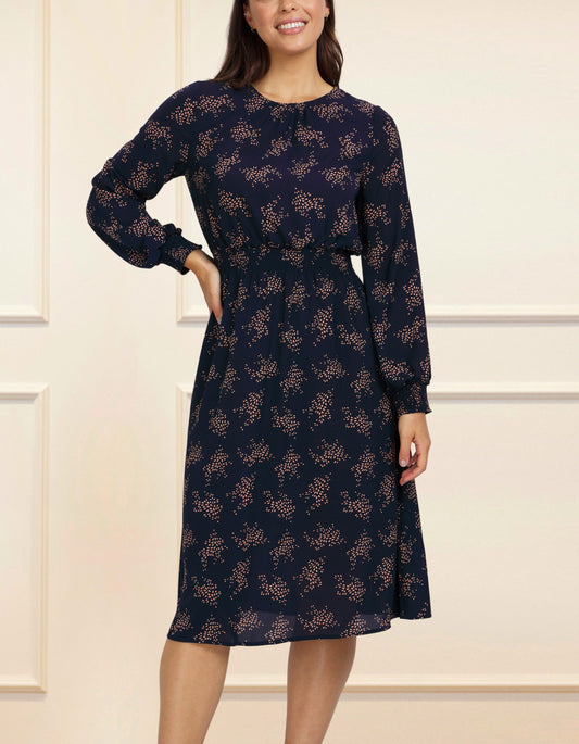 Tatiana Midi Dress Long Sleeves Ditsy Print