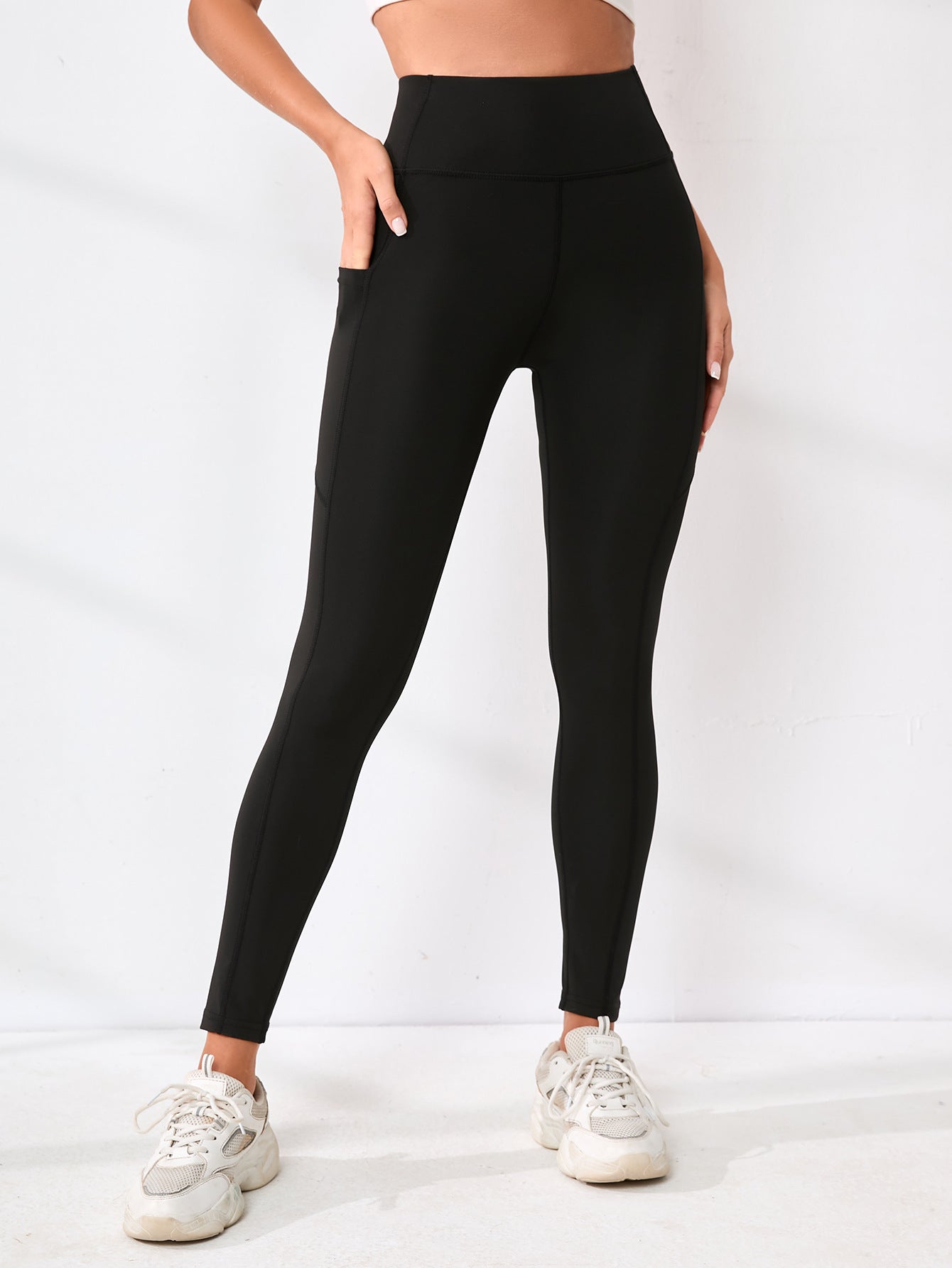 High-waisted slim-leg yoga pants
