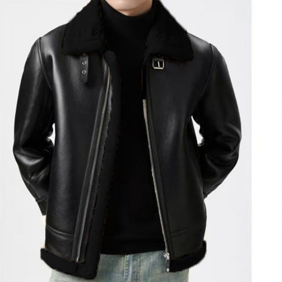 Mens Faux Leather Winter Jacket
