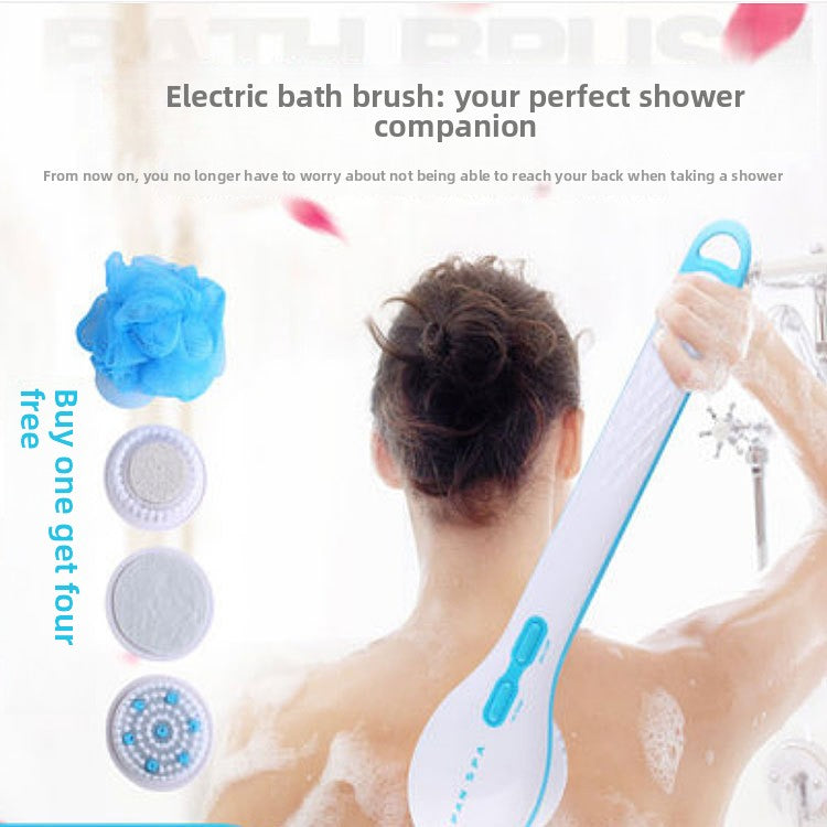 Electric massage long-handled full-body bath brush