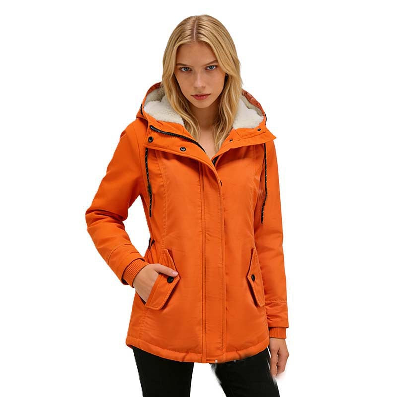 Women's long-sleeved fleece-lined zip-up jacket