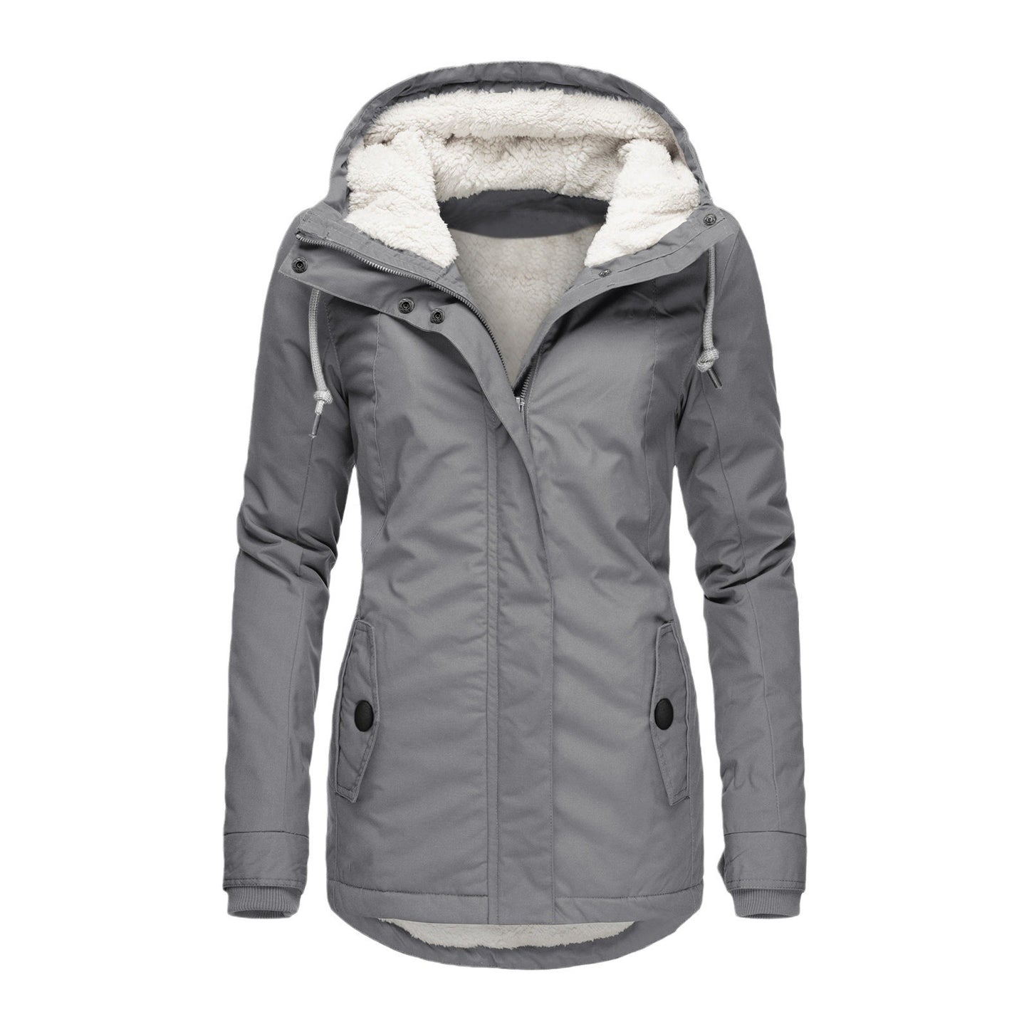 Women's long-sleeved fleece-lined zip-up jacket